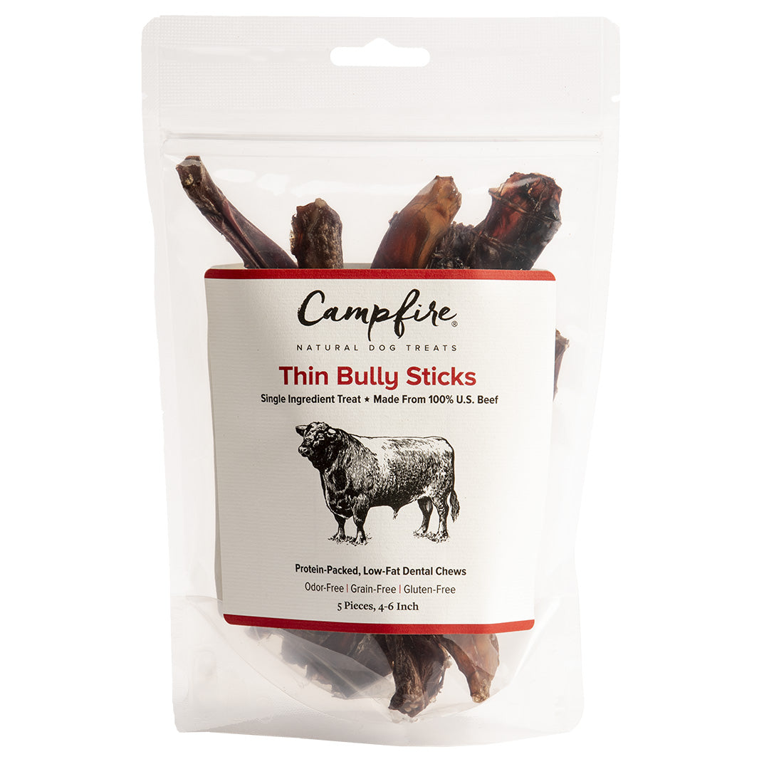 Thin Bully Sticks | 4-6 Inch | Odor-Free & Made in the USA | Pack of 5