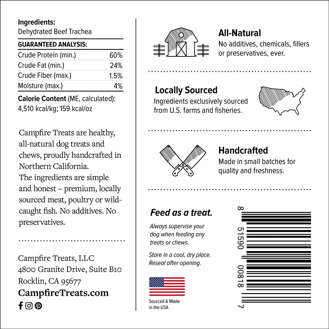 Beef Trachea for Dogs Made in America