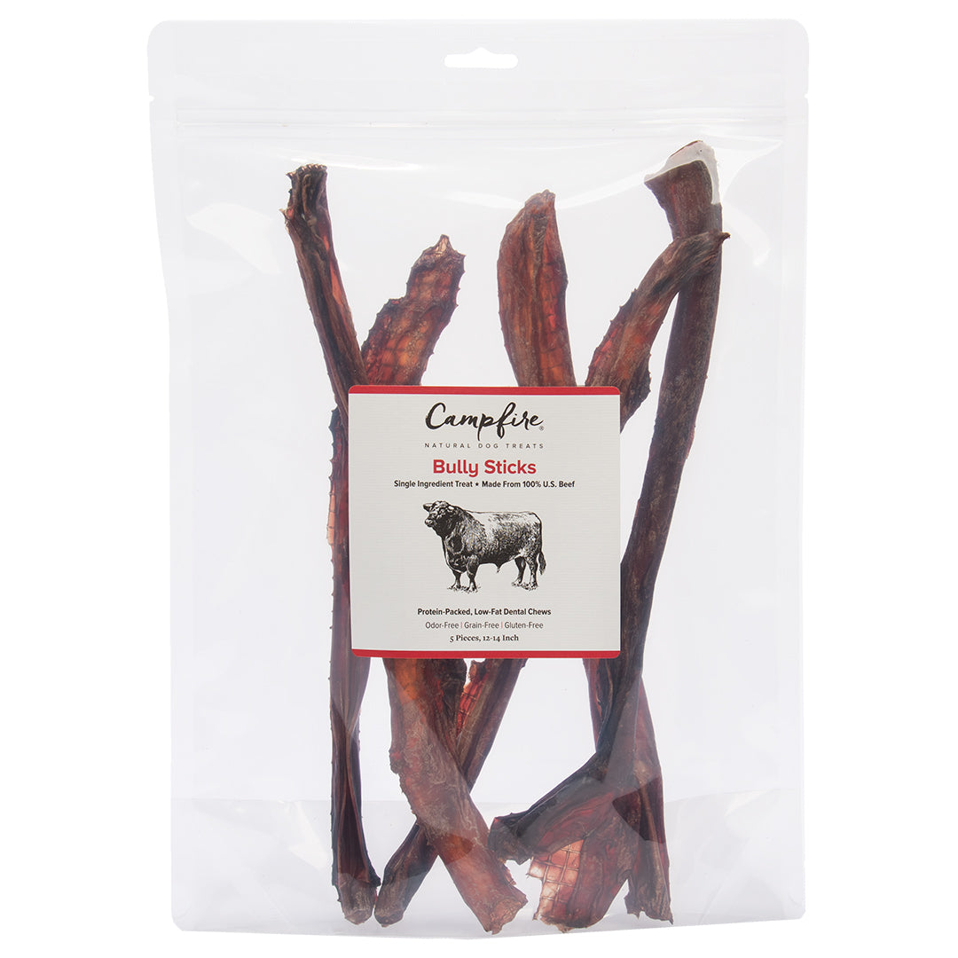 Odor-Free Bully Sticks for Dogs | 12 to 14 Inch | Pack of 5