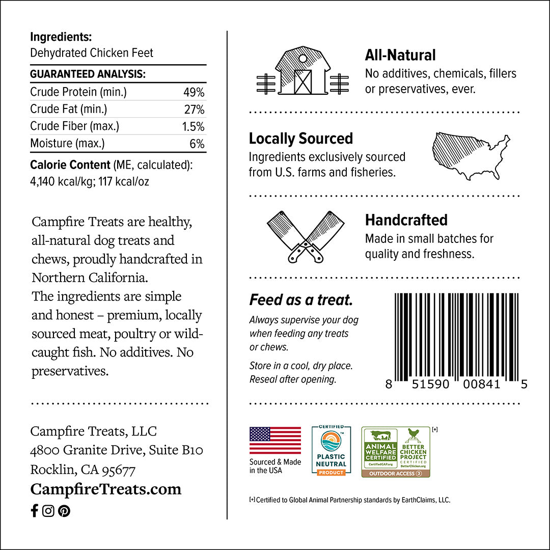 Chicken Feet for Dogs Made in America | Animal Welfare Certified by G.A.P. | Plastic Neutral Certified