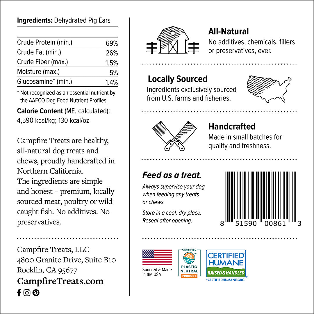 Pig Ears for Dogs Made in America | Certified Humane | Plastic Neutral Certified
