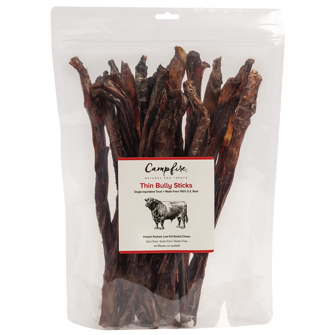 Thin Odor-Free Bully Sticks | 12-14 Inch | Pack of 20