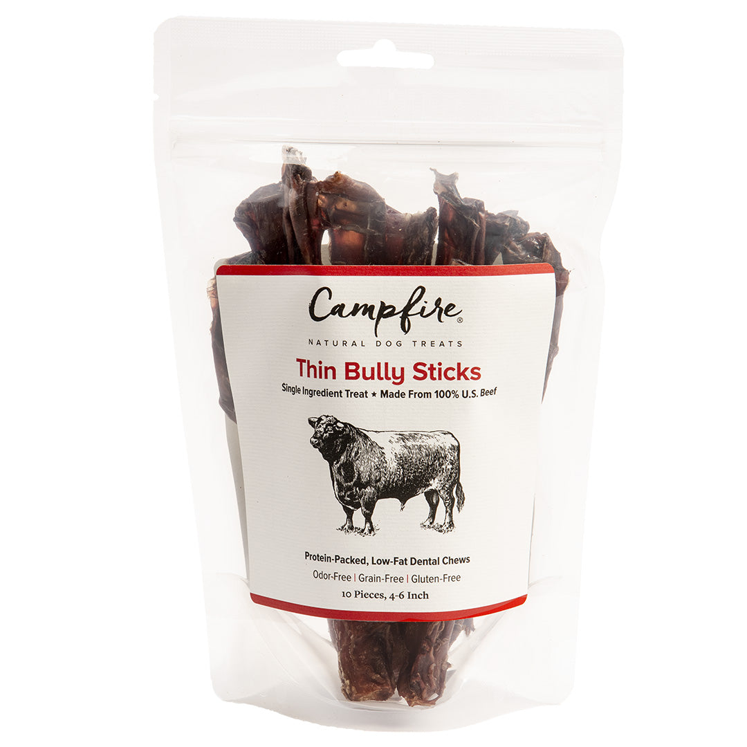 Thin Bully Sticks | 4-6 Inch | Odor-Free & Made in the USA | Pack of 10