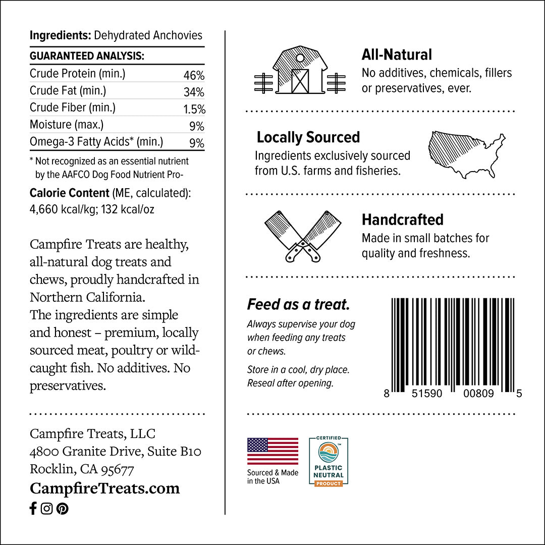 Anchovies for Dogs Made in America | Plastic Neutral Certified