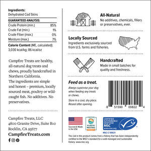 Cod Skin Treats for Dogs Made in America | Certified Sustainable Seafood by MSC | Plastic Neutral Certified